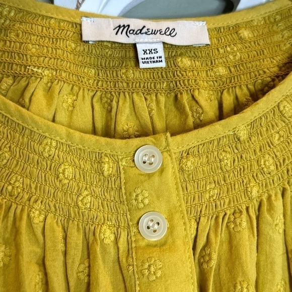 Madewell Peasant Style Button Down Mustard Smocked Long Sleeve - Picture 2 of 8